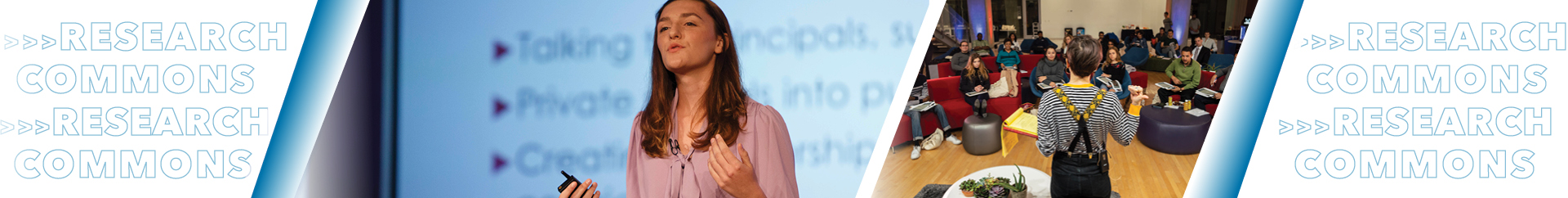 Innovation, Inventions and Startups Student entrepreneur at the annual pitch contest and students collaborating at an entrepreneurship training.